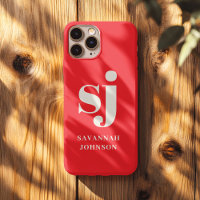 Elegant bright red monogram initials 