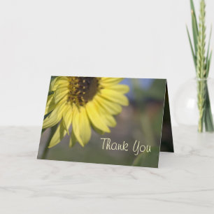 Elegant, bright summer yellow sunflower thank you card