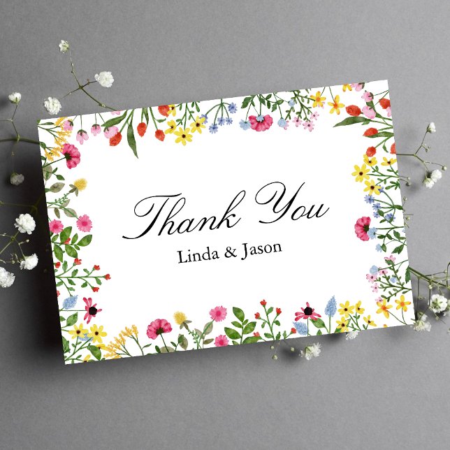 Elegant Bright Wildflower Wedding Thank You Card (Creator Uploaded)