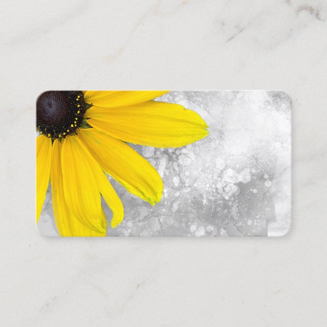 elegant bright  yellow flower on grey watercolor  business card (Front)