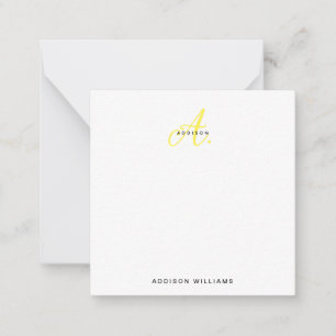 Elegant Bright Yellow Gold Script Monogram Card
