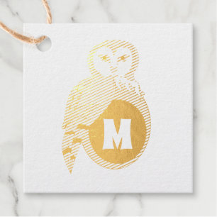 Elegant British Barn Owl Monogram Favour Tags