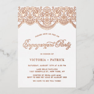 Elegant Brocade Lace Rose Gold Engagement Party