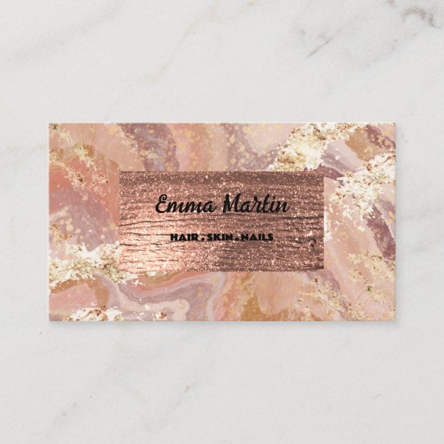Elegant Bronze Gold Agate Business Card (Front)