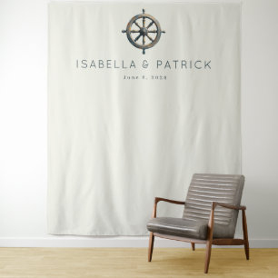 Elegant Bronze Nautical Wheel Tapestry