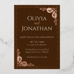 Elegant Bronze ornate Wedding Foil Invitation
