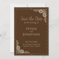 Elegant Bronze ornate Wedding Save the Date