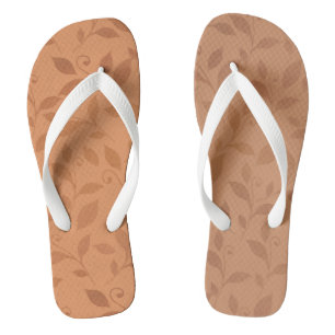 Elegant Brown Abstract Autumn Leaves Pattern Jandals