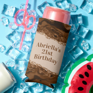 Elegant Brown Agate Melanin Theme Cooler