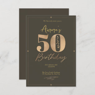 Elegant Brown and Beige 50th Birthday  Invitation