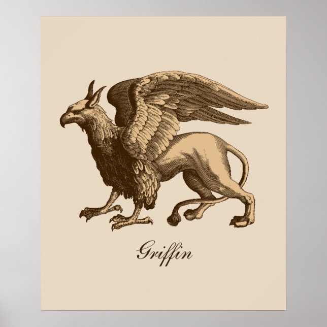 Elegant Brown and Beige Griffin - Legendary Beast Poster (Front)