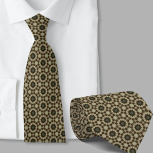 Elegant Brown and Blue Geometric Pattern Tie