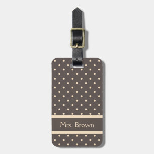 Elegant Brown and Cream Polka Dots Luggage Tag