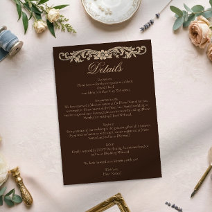 Elegant Brown and Cream Vintage Baroque Wedding Enclosure Card