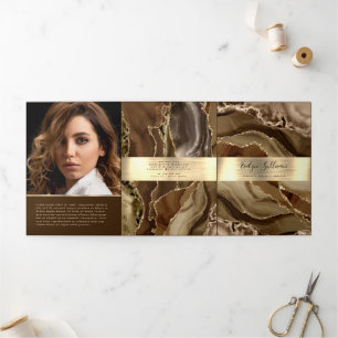 Elegant Brown and Gold Agate Trifold Brochure