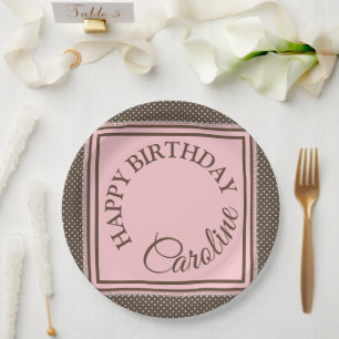 Elegant brown and pink Paper Plate