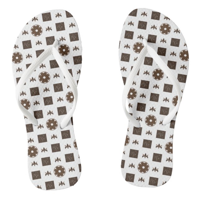 Elegant Brown and White Chequered Pattern Jandals (Footbed)