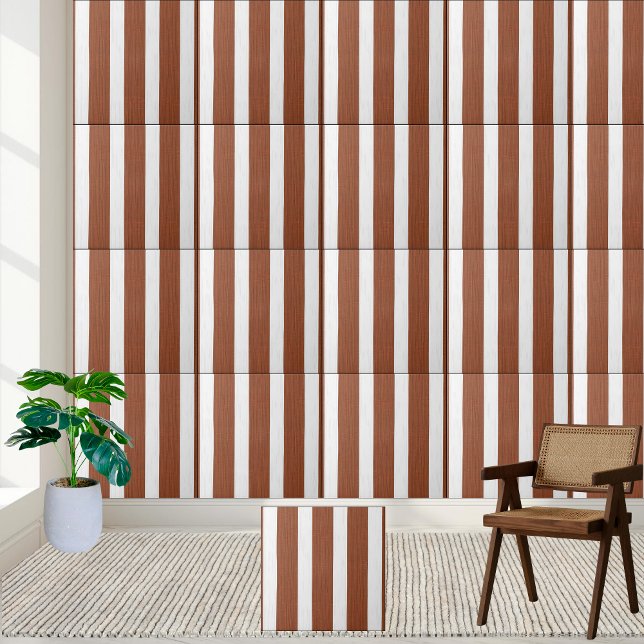 Elegant Brown and White Striped Tile (Elegant Brown and White Striped Tile)