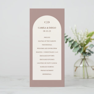 Elegant Brown Arch Modern Wedding Programme