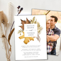 Elegant Brown Autumn Foliage Fall Wedding Photo