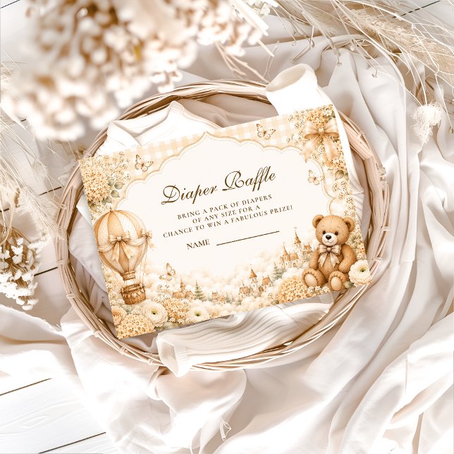 Elegant Brown Bear Diaper Raffle Enclosure Card (Creator Uploaded)
