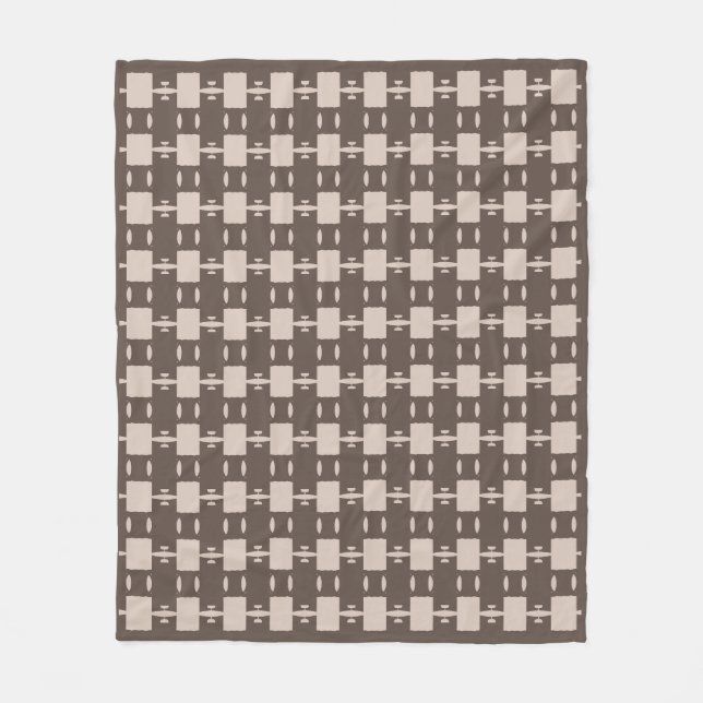 Elegant Brown Beige Geometric Pattern Fleece Blanket (Front)