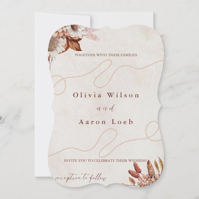 Elegant Brown & Beige Wedding Invitation (Back)