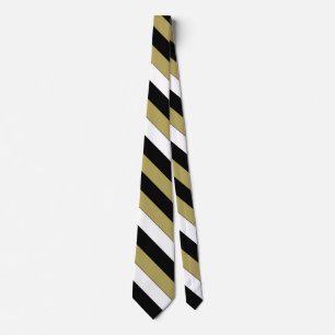 Elegant Brown Black and White Stripes Pattern Tie