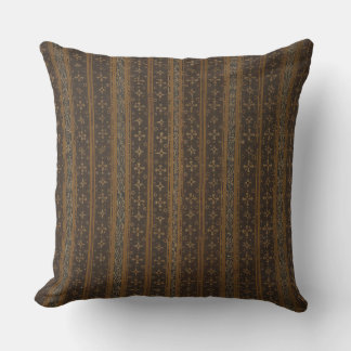 Elegant Brown & Black Striped Batik Throw Pillow