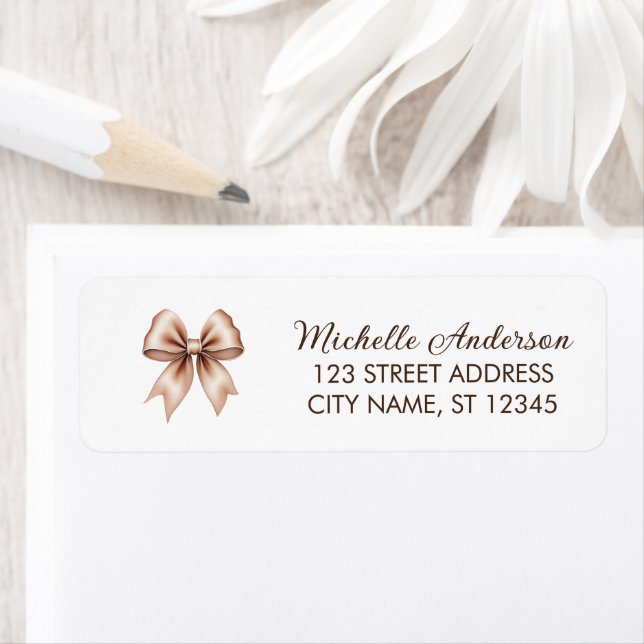 Elegant brown Bow Coquette Return Address Label (Insitu)