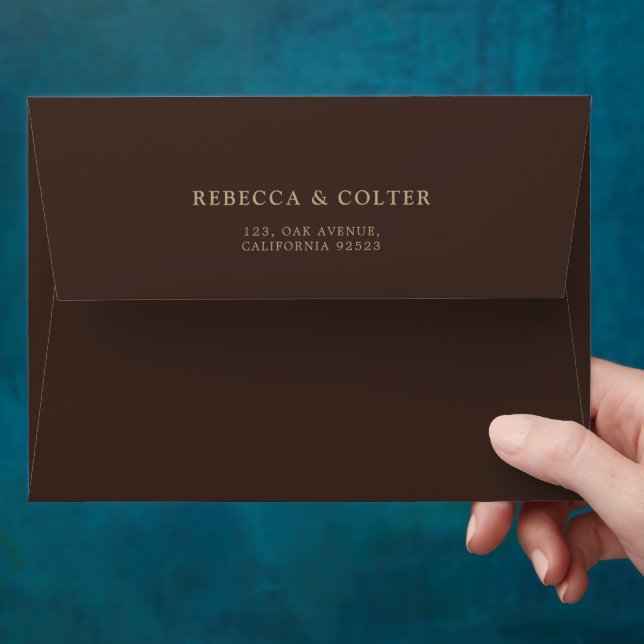 Elegant Brown Burgundy Floral Wedding Envelope (Hand)