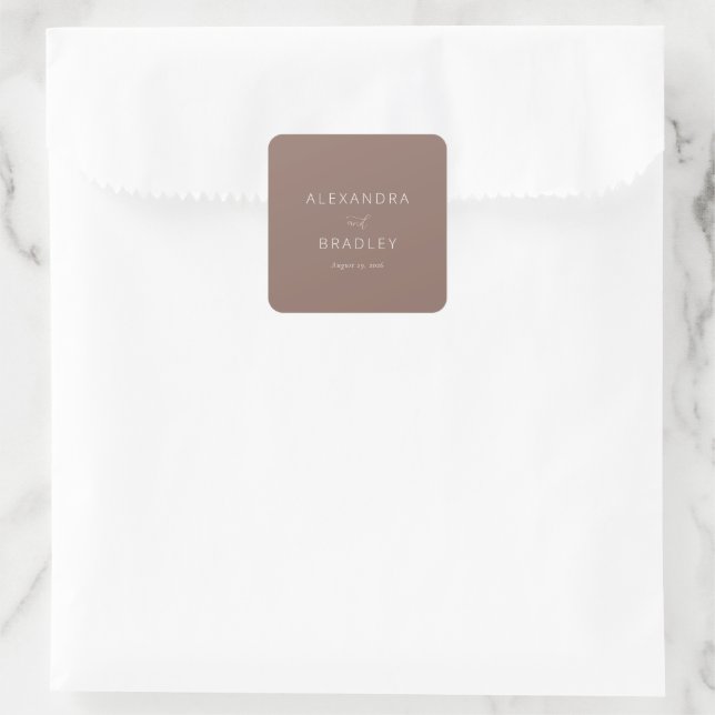 Elegant Brown Calligraphy Square Sticker (Bag)
