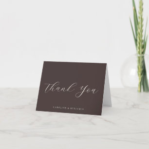 Elegant Brown Calligraphy Wedding Message Thank You Card