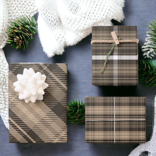 Elegant brown Christmas flannel plaid pattern Wrapping Paper Sheet (Elegant brown Christmas flannel plaid pattern Wrapping Paper Sheets)