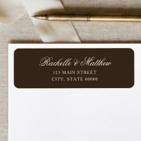 Elegant Brown Classic Wedding Return Address Label