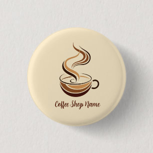 Elegant Brown Coffee  espresso business logo shop 3 Cm Round Badge