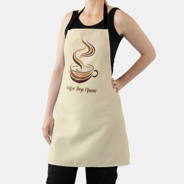 Elegant Brown Coffee  espresso business logo shop Apron (Insitu)