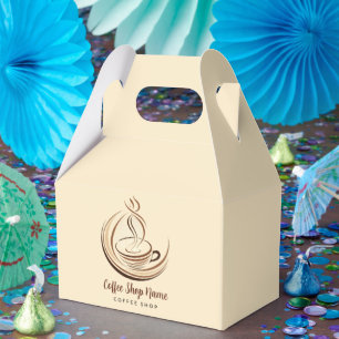 Elegant Brown Coffee espresso business logo shop Favour Box
