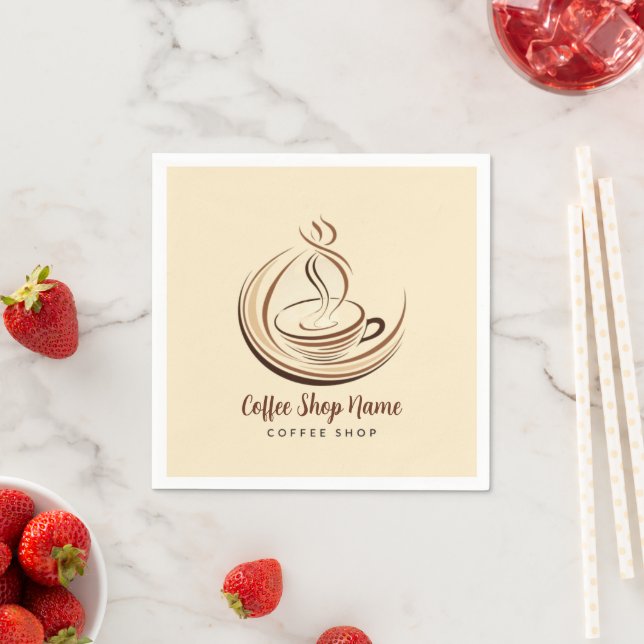 Elegant Brown Coffee  espresso business logo shop Napkin (Insitu)