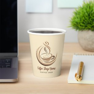 Elegant Brown Coffee espresso business logo shop Paper Cups