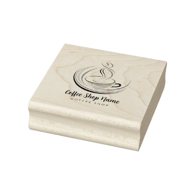 Elegant Brown Coffee  espresso business logo shop Rubber Stamp (Stamp)