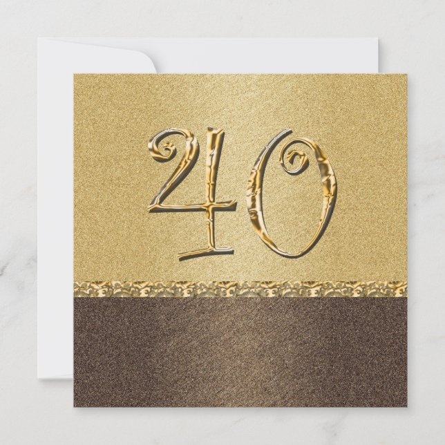 elegant brown cream 40th party invitation (Front)