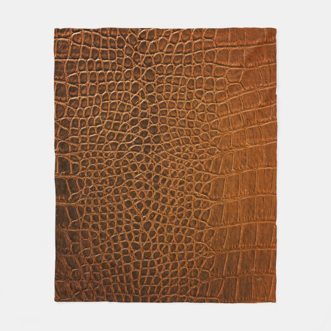 Elegant brown crocodile leather texture. fleece blanket (Front)