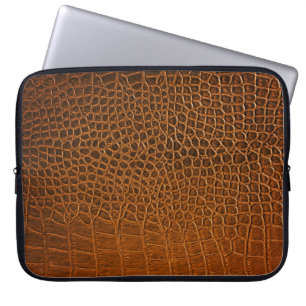 Elegant brown crocodile leather texture. laptop sleeve