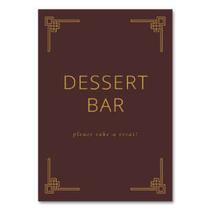Elegant Brown Dessert Bar Sign Table Number