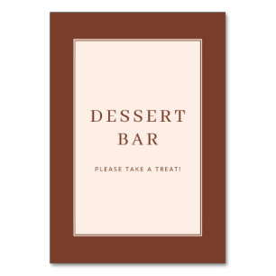Elegant Brown Dessert Bar Sign Table Number