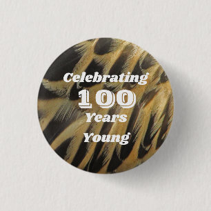 Elegant Brown Duck Feather Milestone Birthday 3 Cm Round Badge
