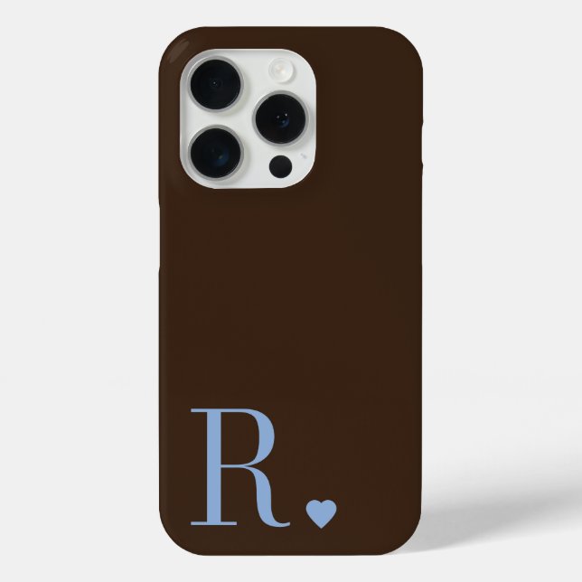Elegant brown &dusty blue monogram initial Case-Mate iPhone case (Back)