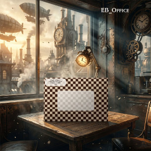 Elegant Brown & Ecru Chequered  Return Address  Envelope