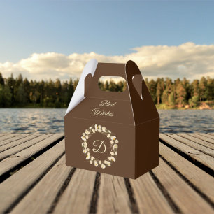 Elegant brown Favour box floral wreath 